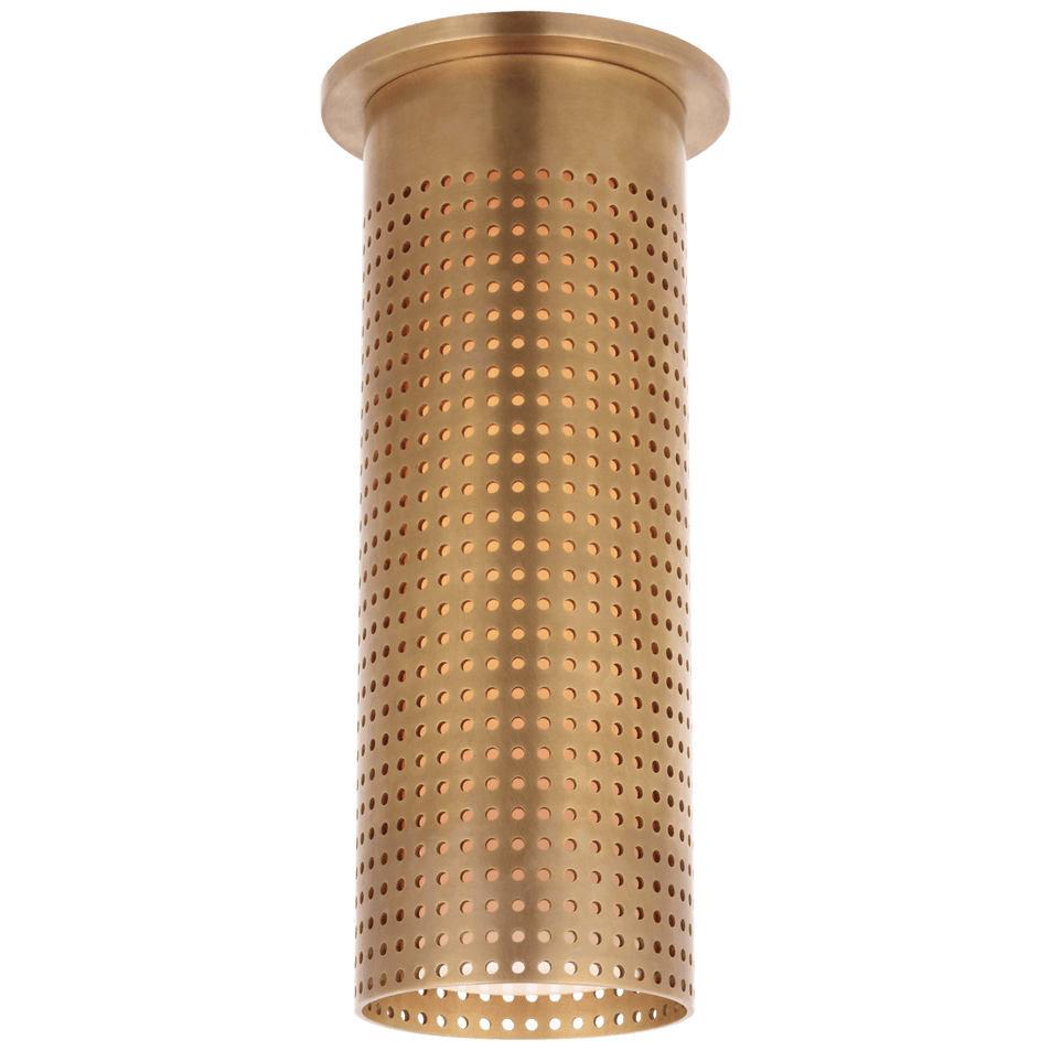 Precision Tall Monopoint Flush Mount in Antique-Burnished Brass with White Glass