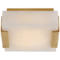 Covet Low Clip Solitaire Flush Mount in Antique-Burnished Brass with Alabaster