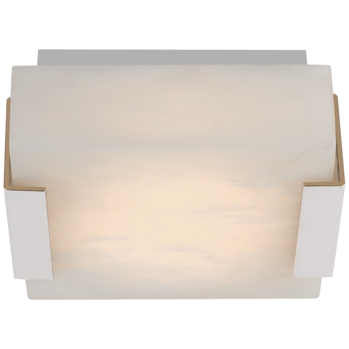 Covet Low Clip Solitaire Flush Mount in Polished Nickel with Alabaster