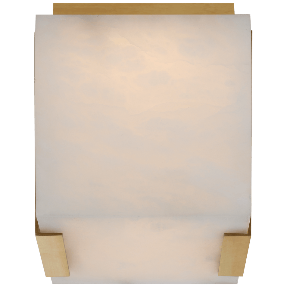 Covet Tall Clip Solitaire Flush Mount in Antique-Burnished Brass with Alabaster