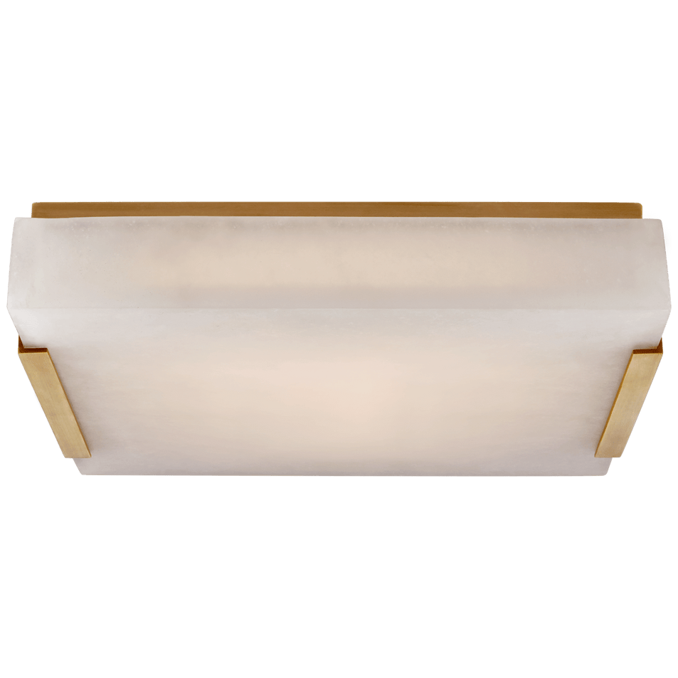 Covet Medium Flush Mount in Antique-Burnished Brass with Alabaster