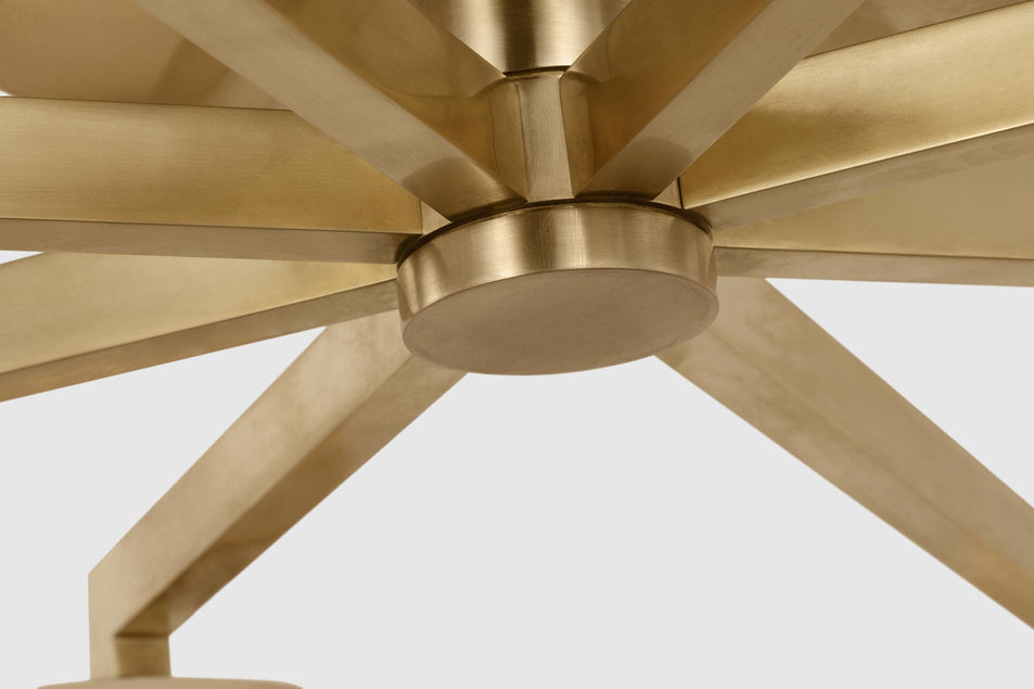 Pedra Large Staggered Arm Flush Mount in Antique-Burnished Brass with Alabaster