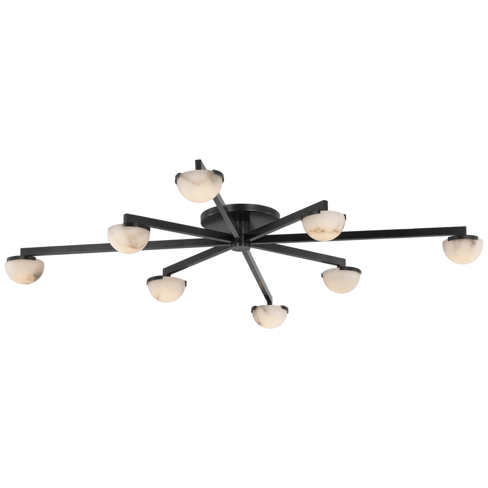 Pedra Extra Large Staggered Arm Flush Mount in Bronze with Alabaster