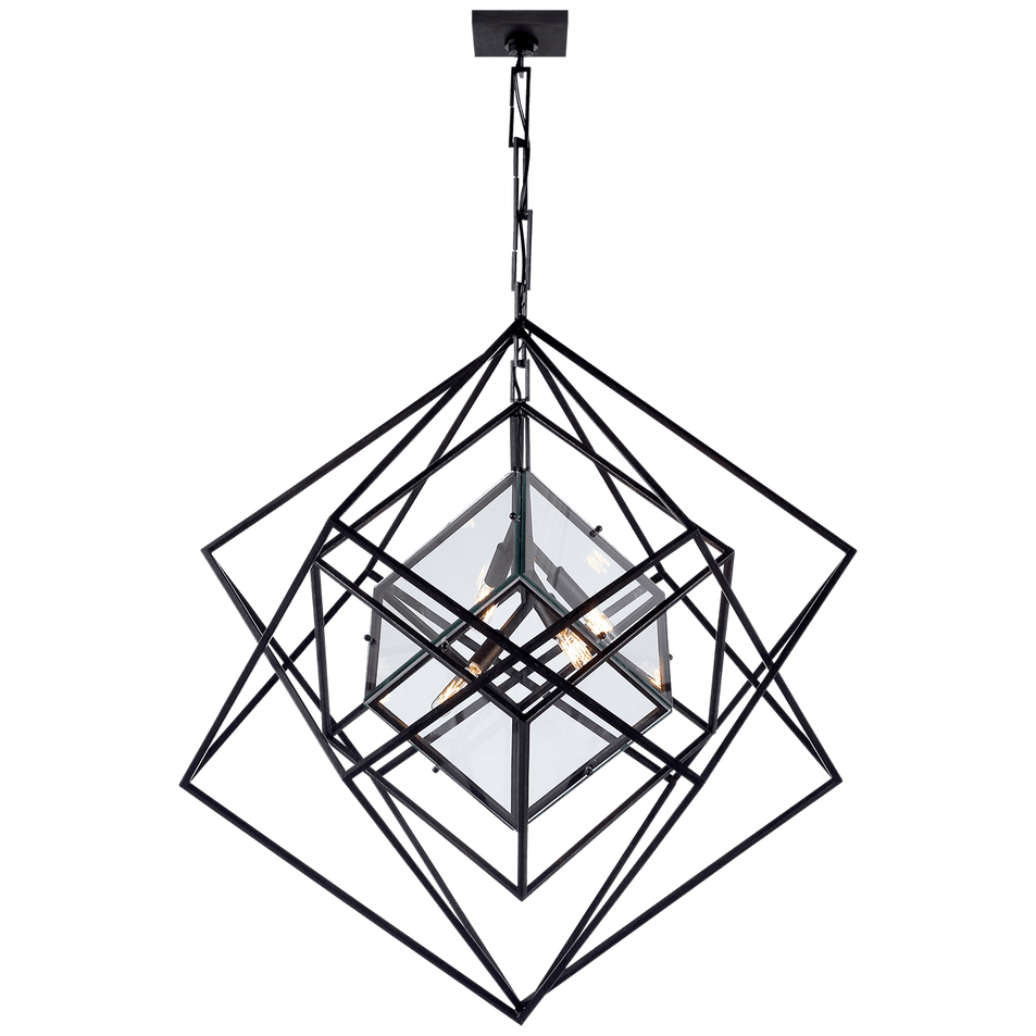 Cubist Medium Chandelier, a premium Chandelier light by Visual Comfort & Co. Close - up image of its design.
