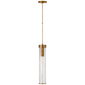 Liaison Long Pendant in Antique-Burnished Brass with Crackle Glass