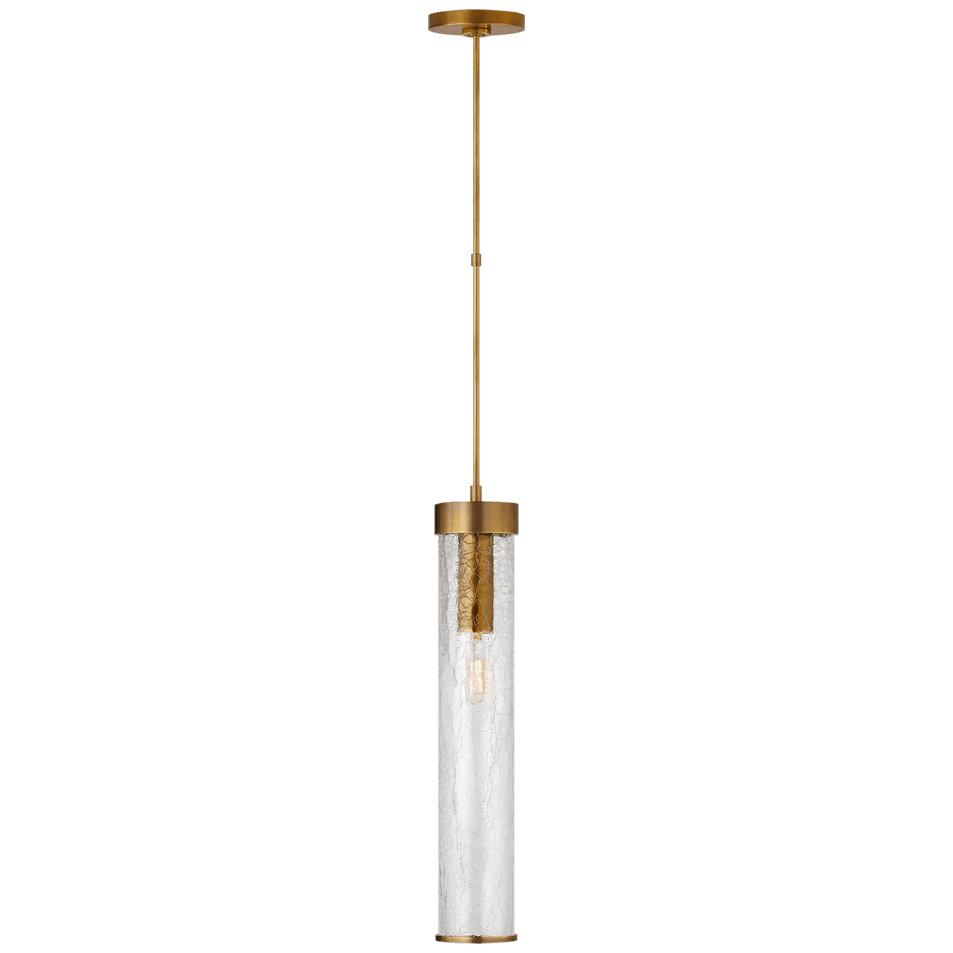 Liaison Long Pendant in Antique-Burnished Brass with Crackle Glass