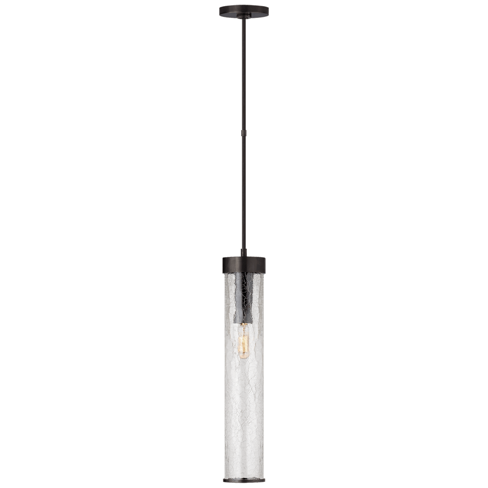 Liaison Long Pendant in Bronze with Crackle Glass