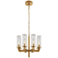 Liaison Single Tier Chandelier in Antique-Burnished Brass with Crackle Glass