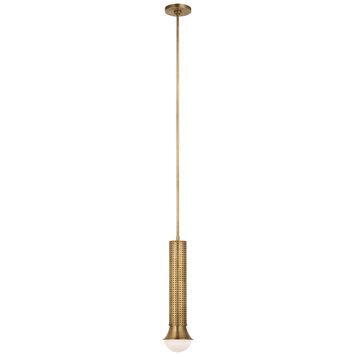 Precision Petite Elongated Pendant in Antique-Burnished Brass with White Glass