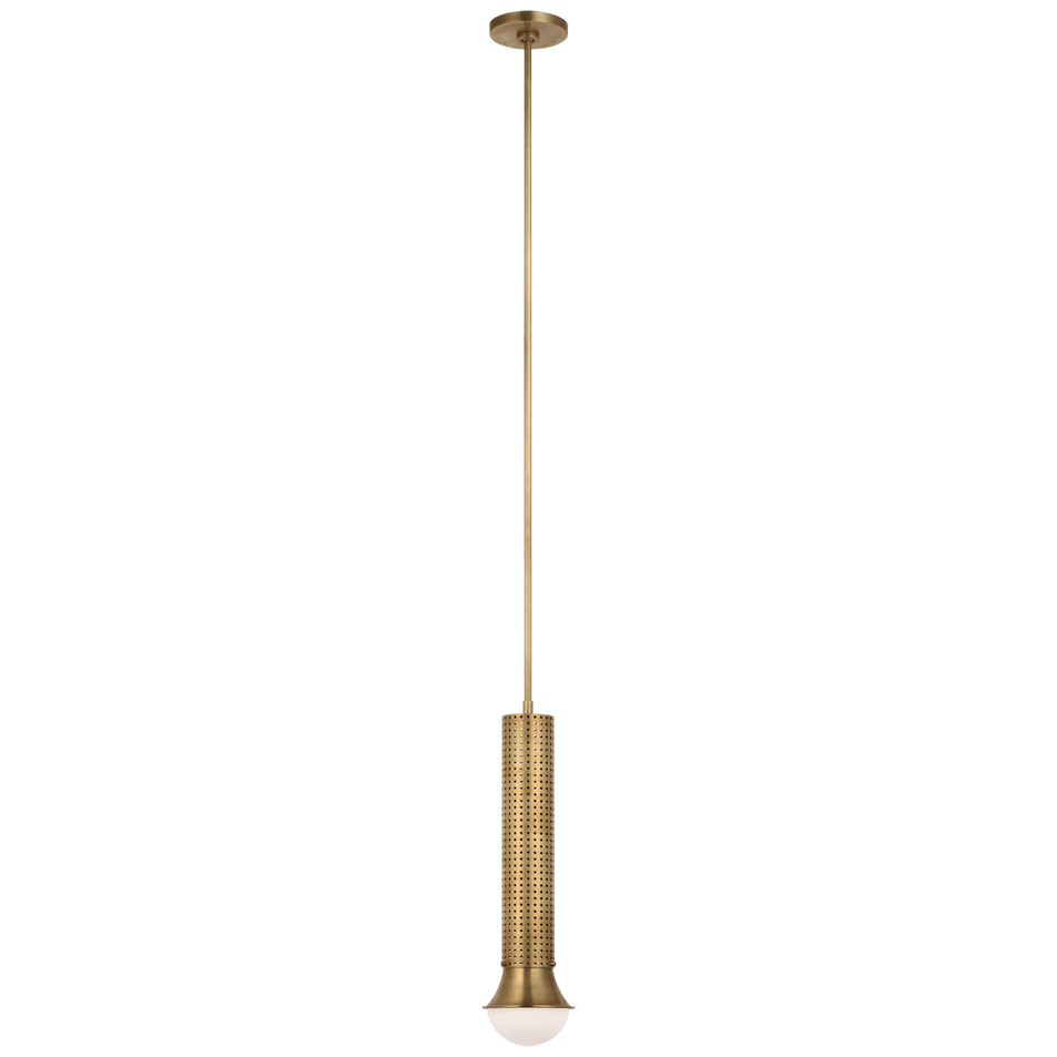 Precision Petite Elongated Pendant in Antique-Burnished Brass with White Glass