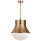 Precision Large Pendant in Antique-Burnished Brass with White Glass