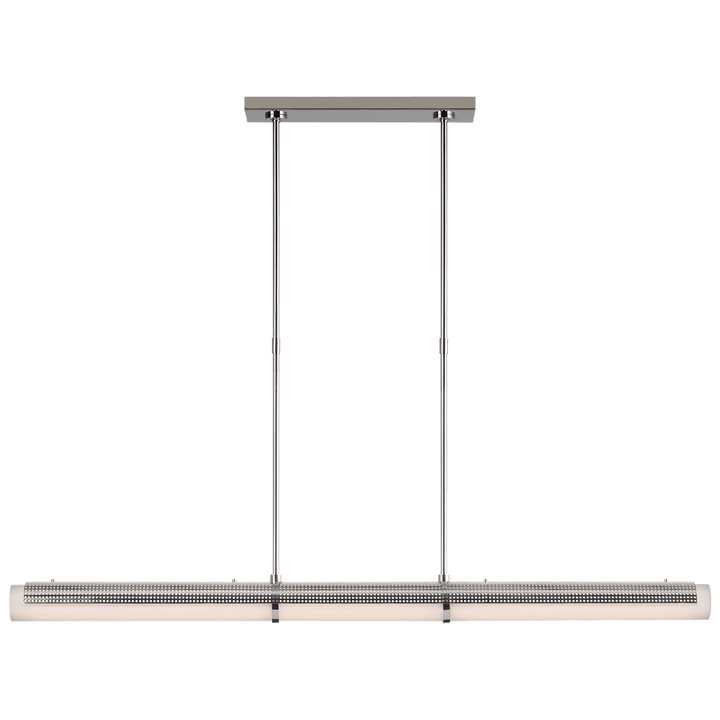 Precision Large Linear Chandelier in Polished Nickel with White Glass