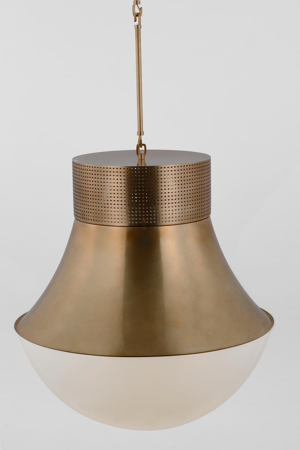 Precision 24" Pendant in Antique-Burnished Brass with White Glass