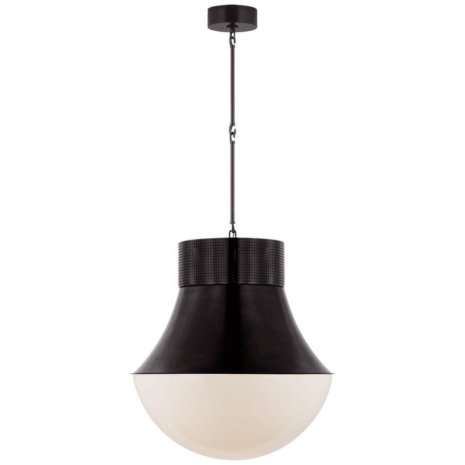 Precision 24" Pendant in Bronze with White Glass