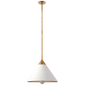 Cleo Pendant in Antique-Burnished Brass and Antique White with Frosted Acrylic