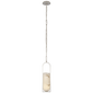 Melange Small Elongated Pendant in Polished Nickel with Alabaster Shade
