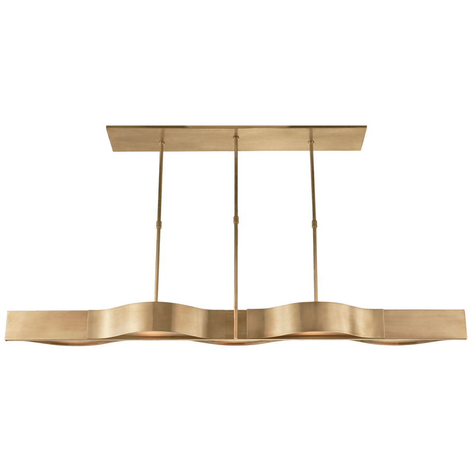 Avant Large Linear Pendant in Antique-Burnished Brass with Frosted Glass