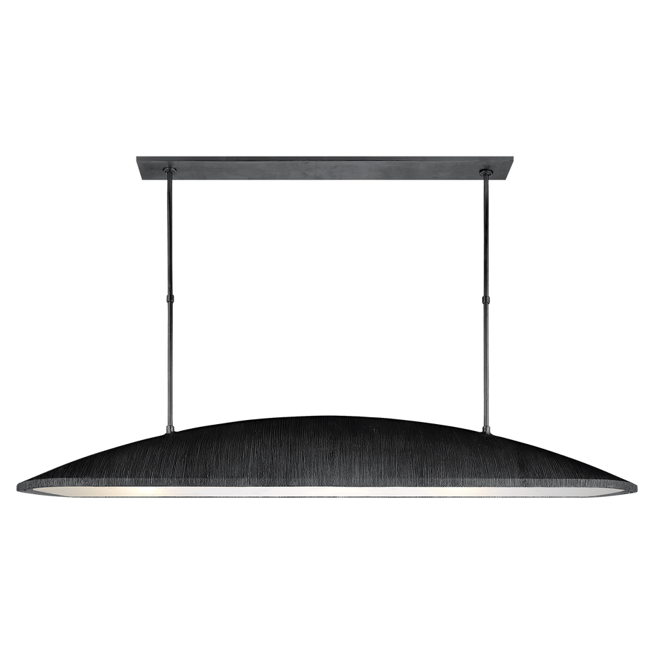 Utopia Large Linear Pendant in Aged Iron with Frosted Acrylic
