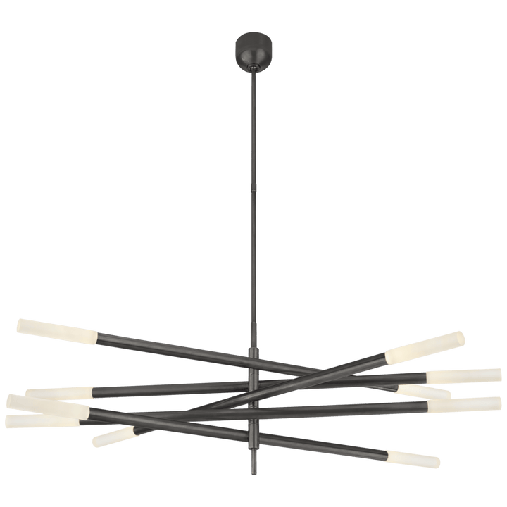 Rousseau Grande Ten Light Articulating Chandelier in Bronze with Etched Crystal