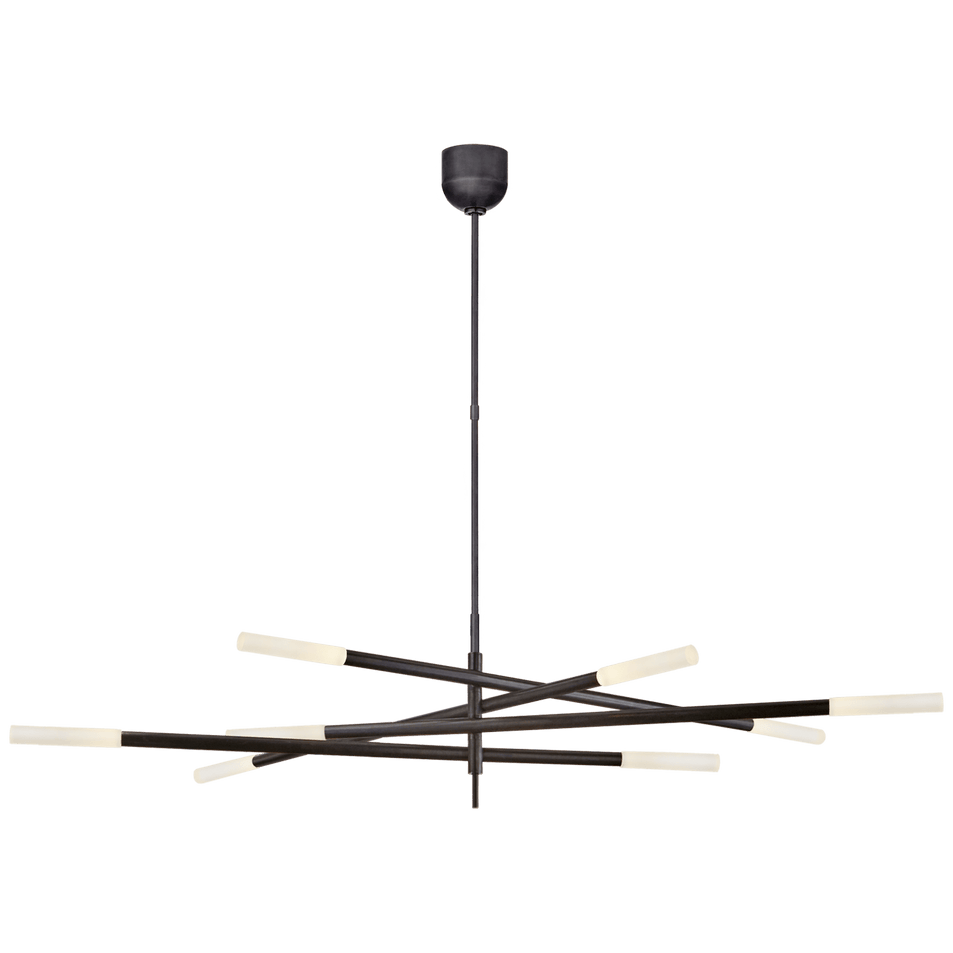 Rousseau Grande Eight Light Articulating Chandelier in Bronze with Etched Crystal