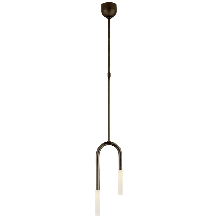Rousseau Small Asymmetric Pendant in Bronze with Etched Crystal