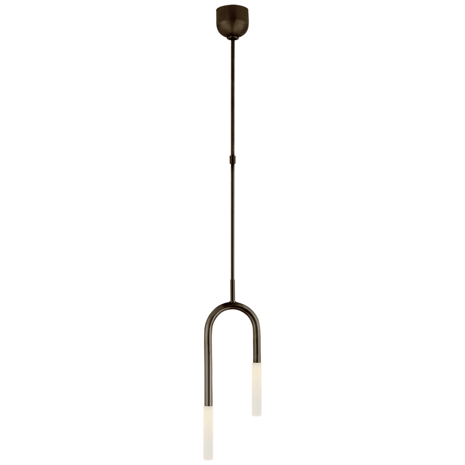 Rousseau Small Asymmetric Pendant in Bronze with Etched Crystal