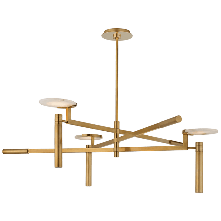 Melange Large Floating Disc Chandelier in Antique-Burnished Brass with Alabaster