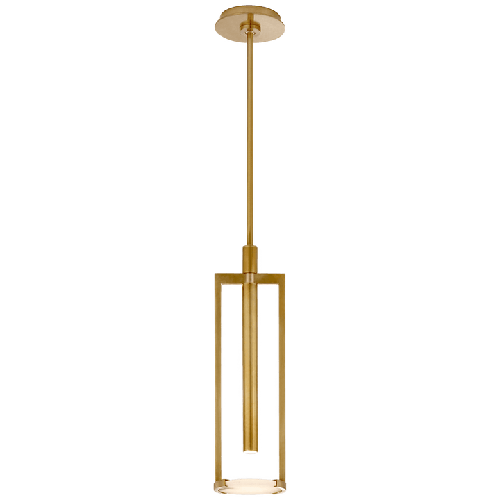 Melange Small Floating Disc Pendant in Antique-Burnished Brass with Alabaster