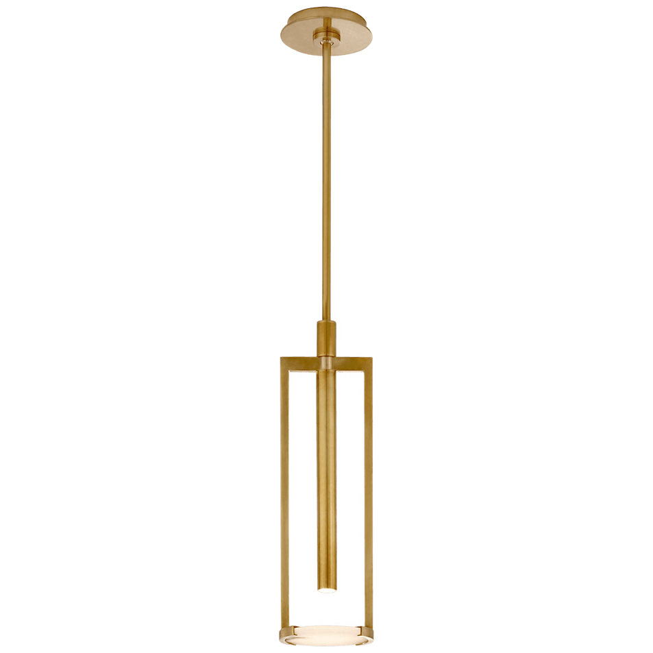 Melange Small Floating Disc Pendant in Antique-Burnished Brass with Alabaster