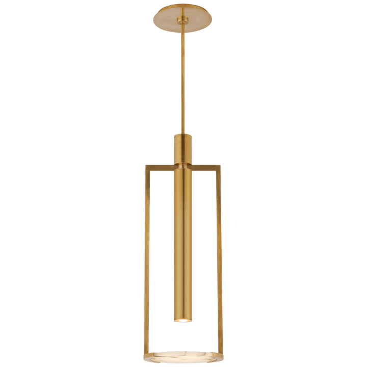 Melange Medium Floating Disc Pendant in Antique-Burnished Brass with Alabaster