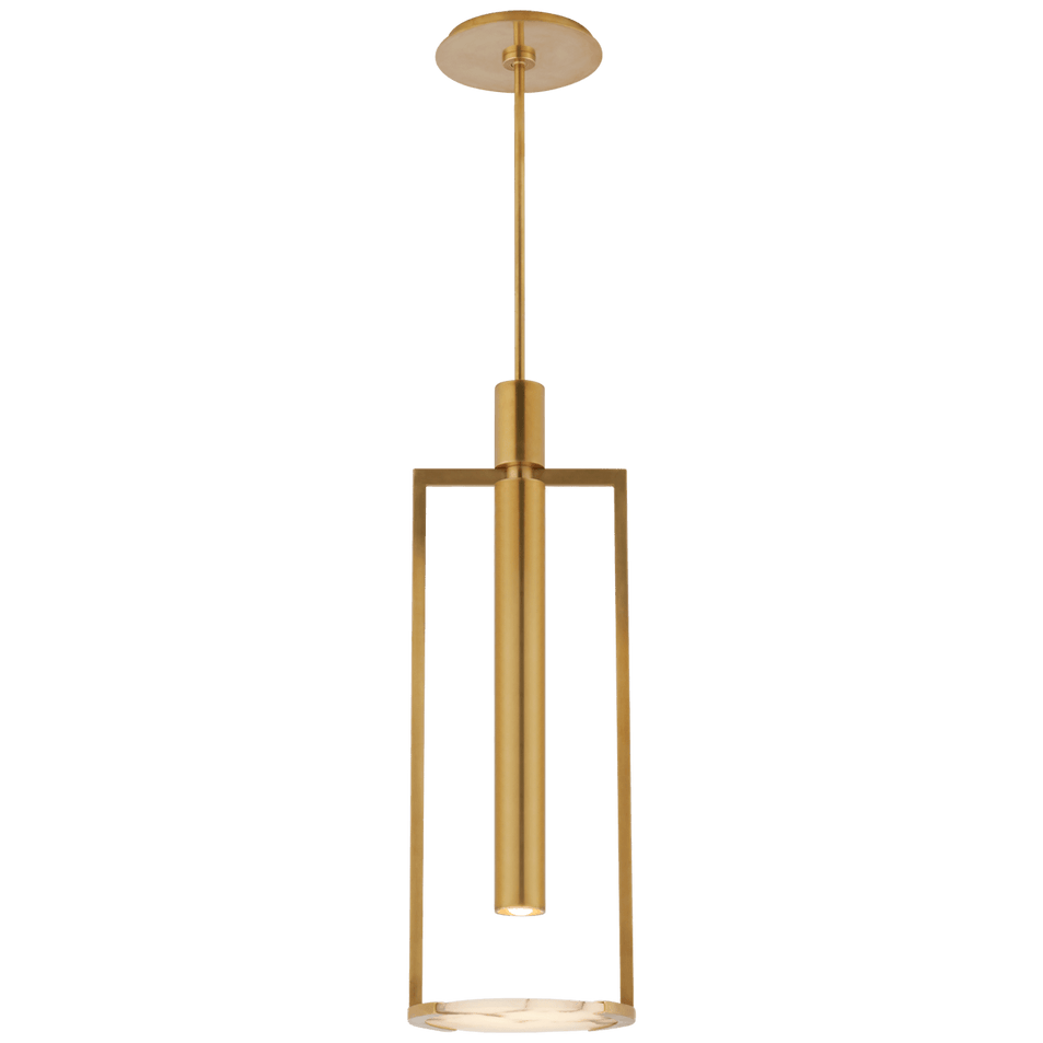Melange Medium Floating Disc Pendant in Antique-Burnished Brass with Alabaster
