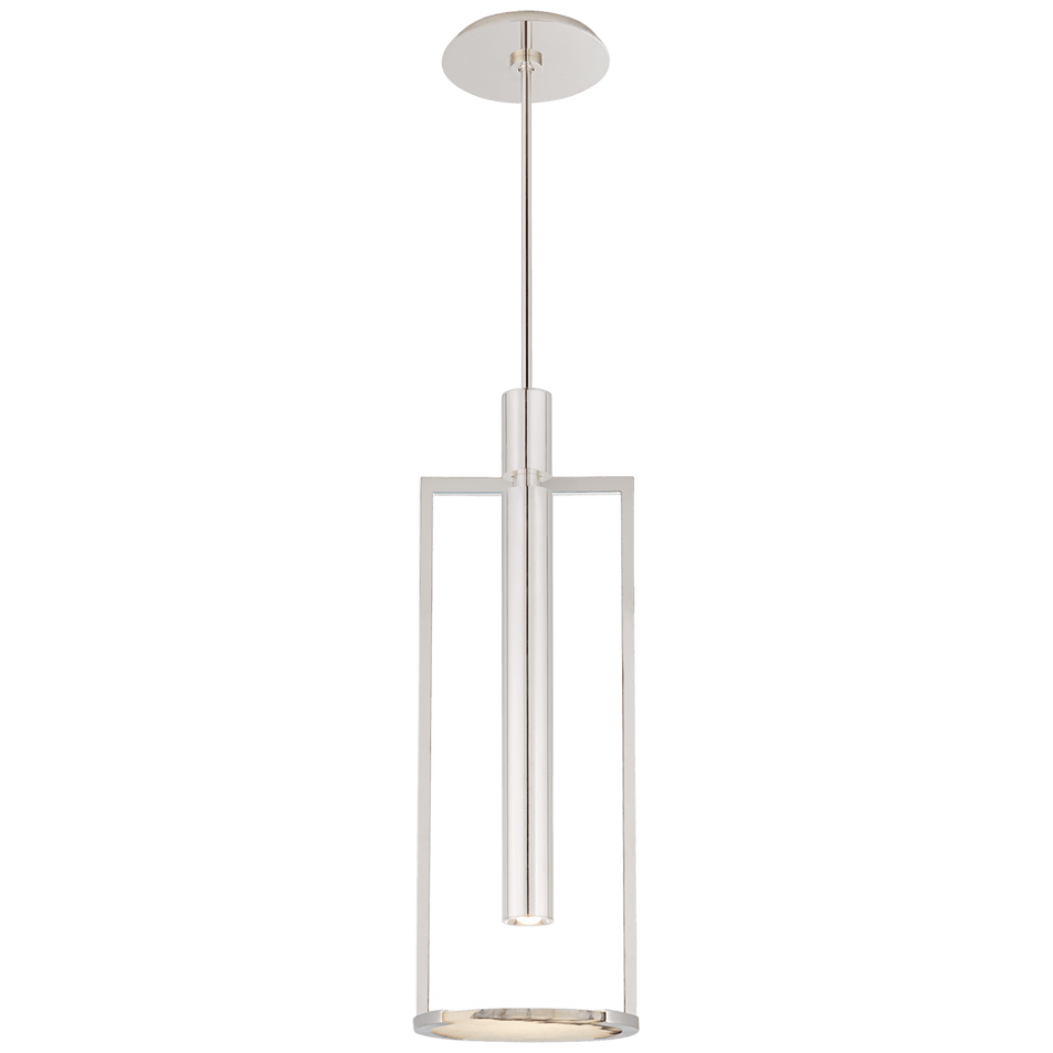 Melange Medium Floating Disc Pendant in Polished Nickel with Alabaster