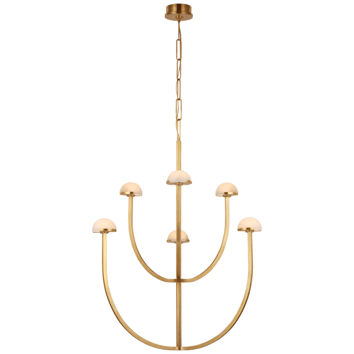 Pedra Large Two-Tier Chandelier in Antique-Burnished Brass with Alabaster