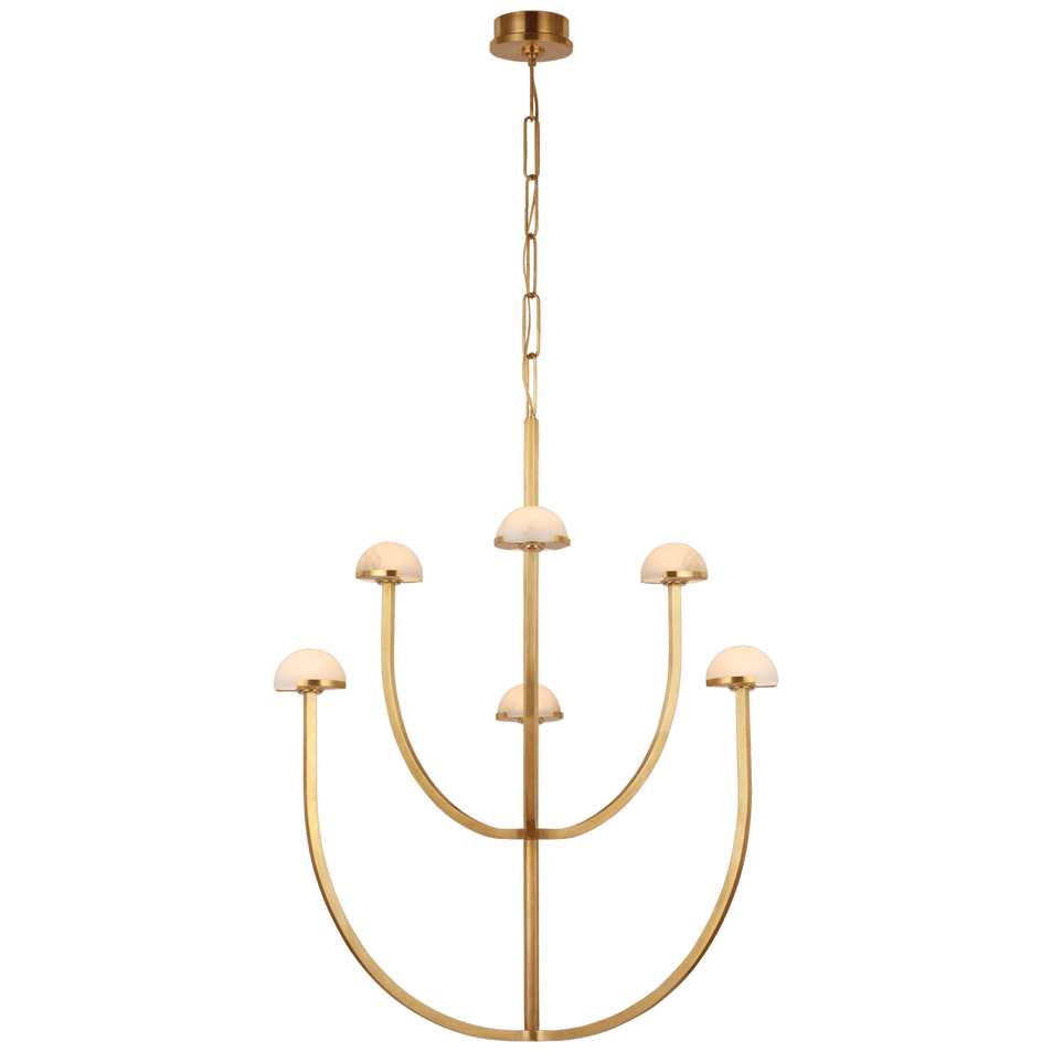Pedra Large Two-Tier Chandelier in Antique-Burnished Brass with Alabaster