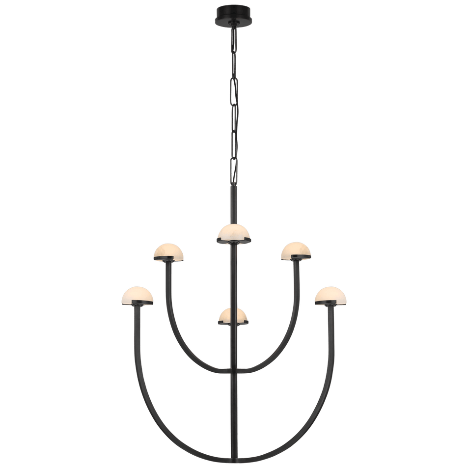 Pedra Large Two-Tier Chandelier in Bronze with Alabaster