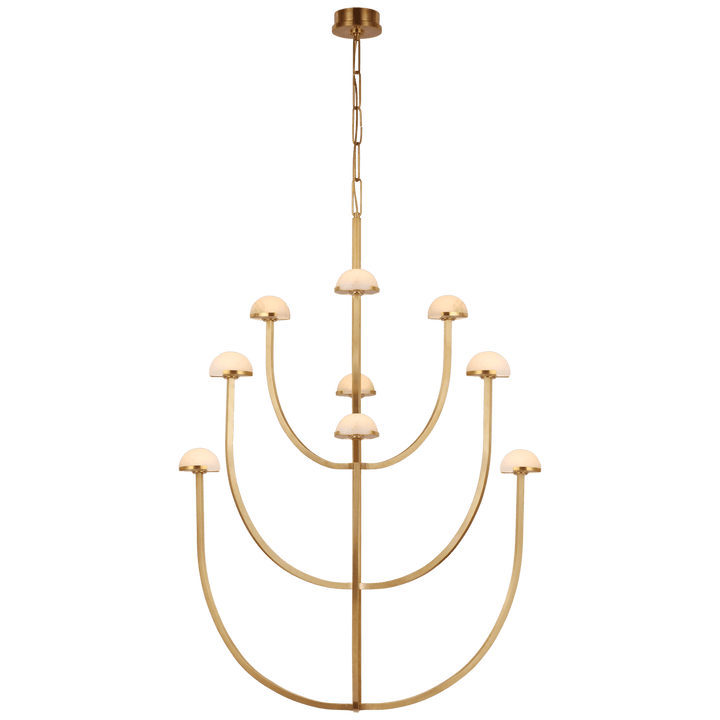 Pedra X-Large Three-Tier Chandelier in Antique-Burnished Brass with Alabaster