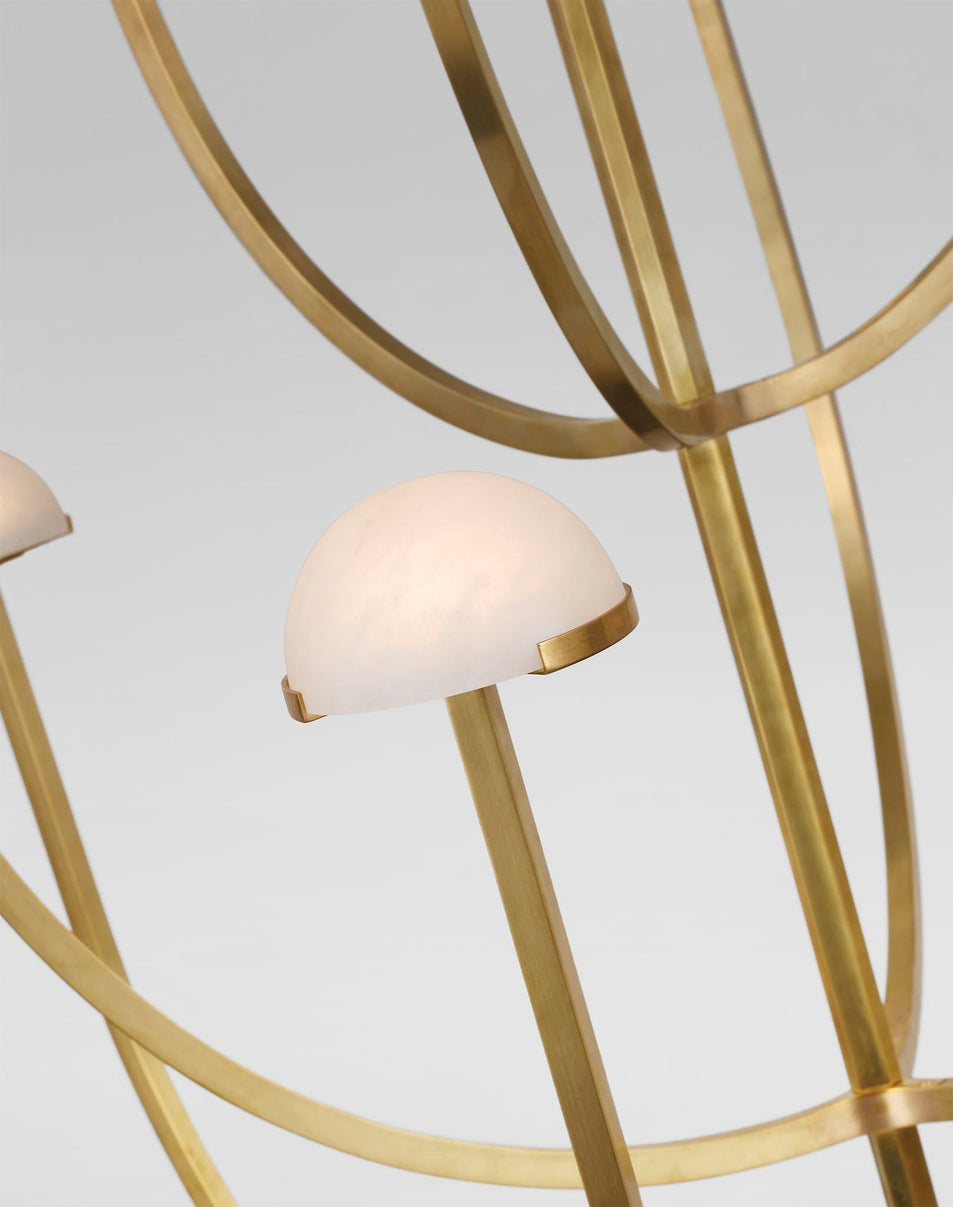 Pedra X-Large Three-Tier Chandelier in Antique-Burnished Brass with Alabaster