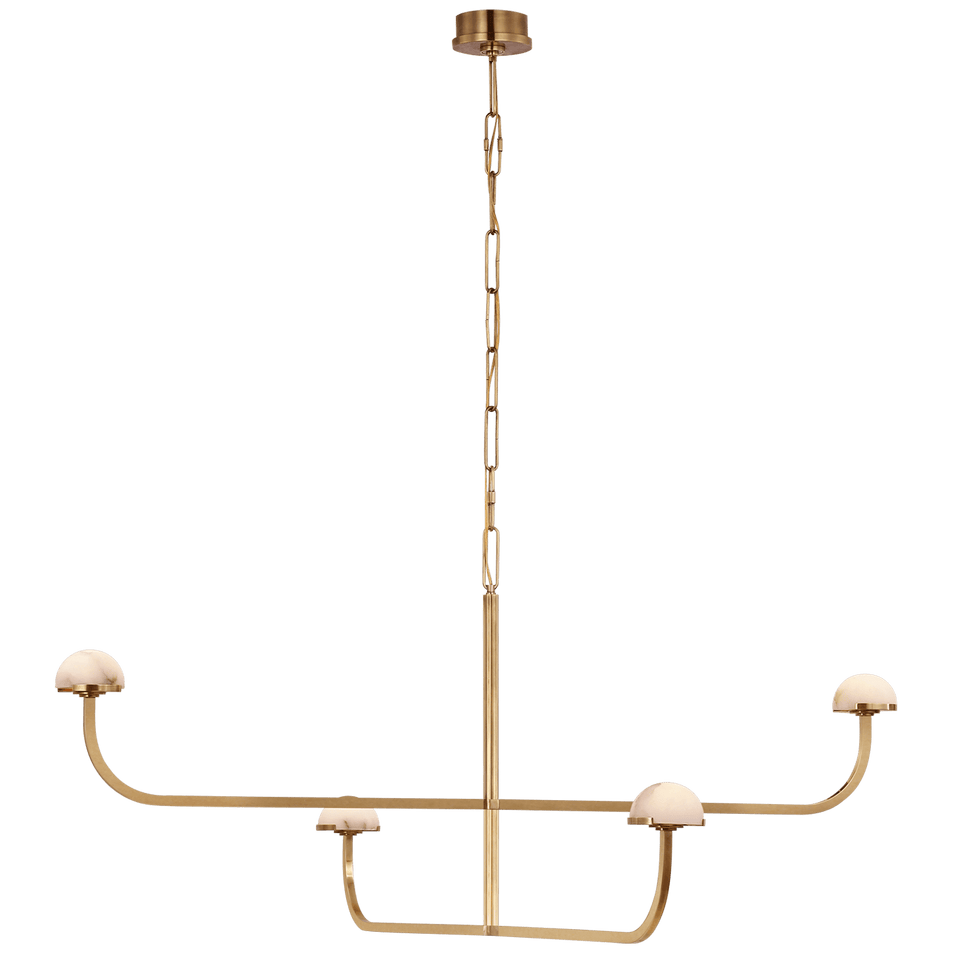 Pedra Two Tier Shallow Chandelier in Antique-Burnished Brass with Alabaster
