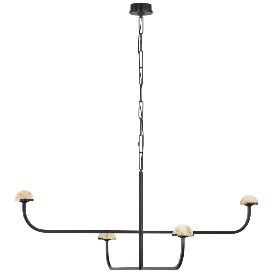 Pedra Two Tier Shallow Chandelier in Bronze with Alabaster