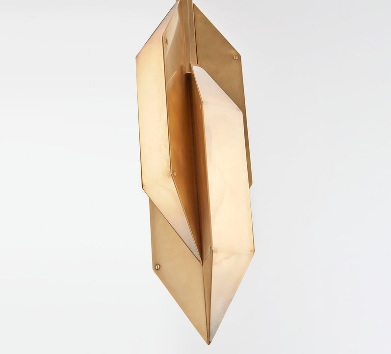 Ophelion Small Pendant in Antique-Burnished Brass with Alabaster