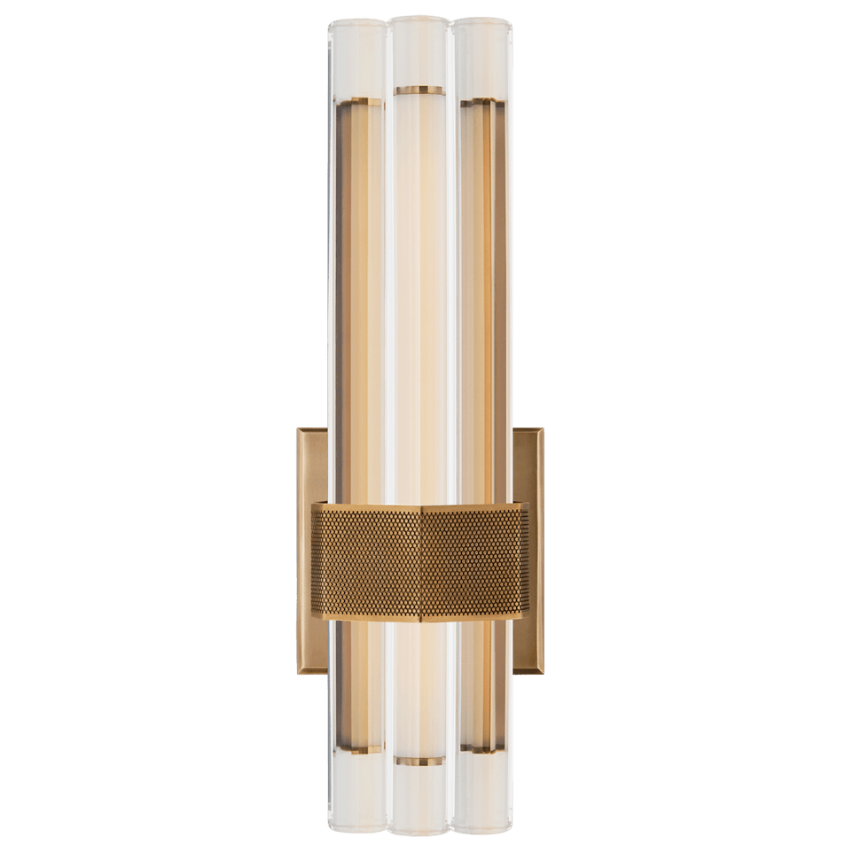 Fascio 14" Asymmetric Sconce in Hand-Rubbed Antique Brass with Crystal