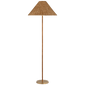 Wimberley Medium Wrapped Floor Lamp in Soft Brass with Natural Wicker Shade