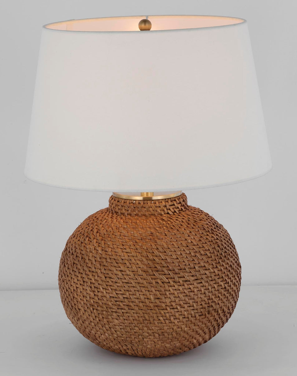 Avedon Small Table Lamp in Natural Rattan with Linen Shade