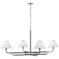 Rigby Grande Chandelier in Polished Nickel and Ebony with Linen Shade