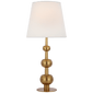 Comtesse Medium Triple Table Lamp in Hand-Rubbed Antique Brass with Linen Shade