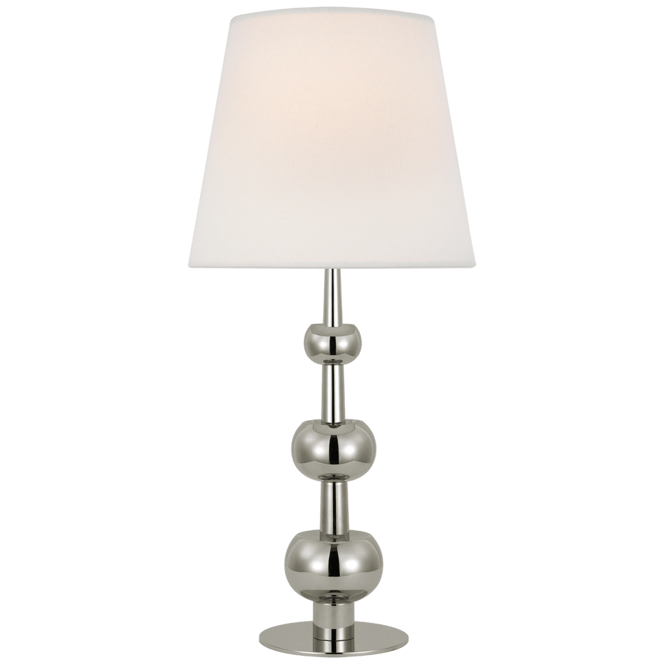 Comtesse Medium Triple Table Lamp in Polished Nickel with Linen Shade