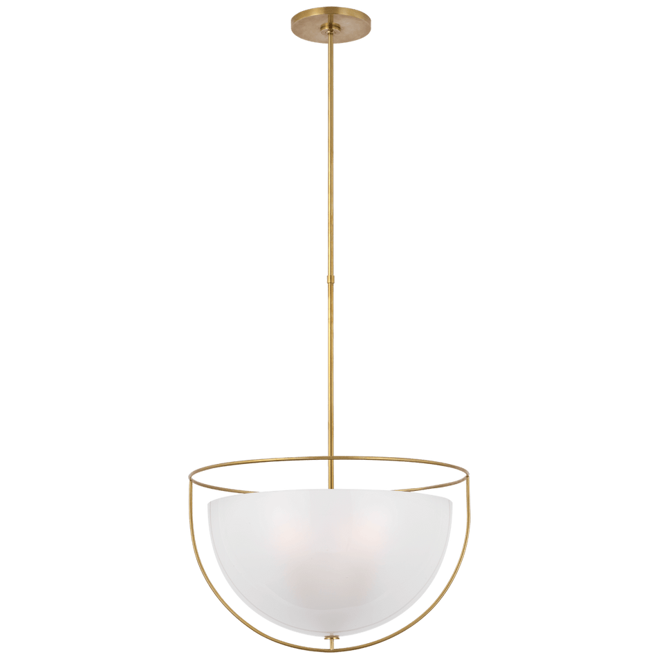Odeon Large Pendant in Hand-Rubbed Antique Brass with Frosted Glass