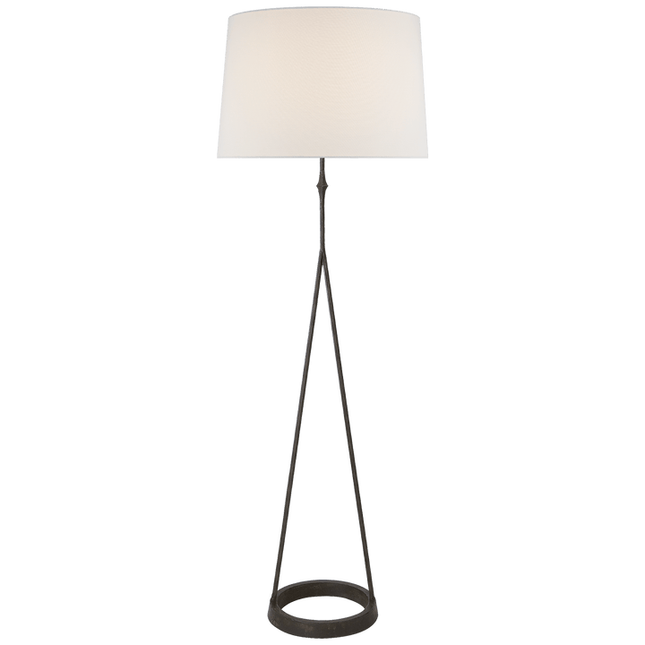 Dauphine Floor Lamp in Aged Iron with Linen Shade