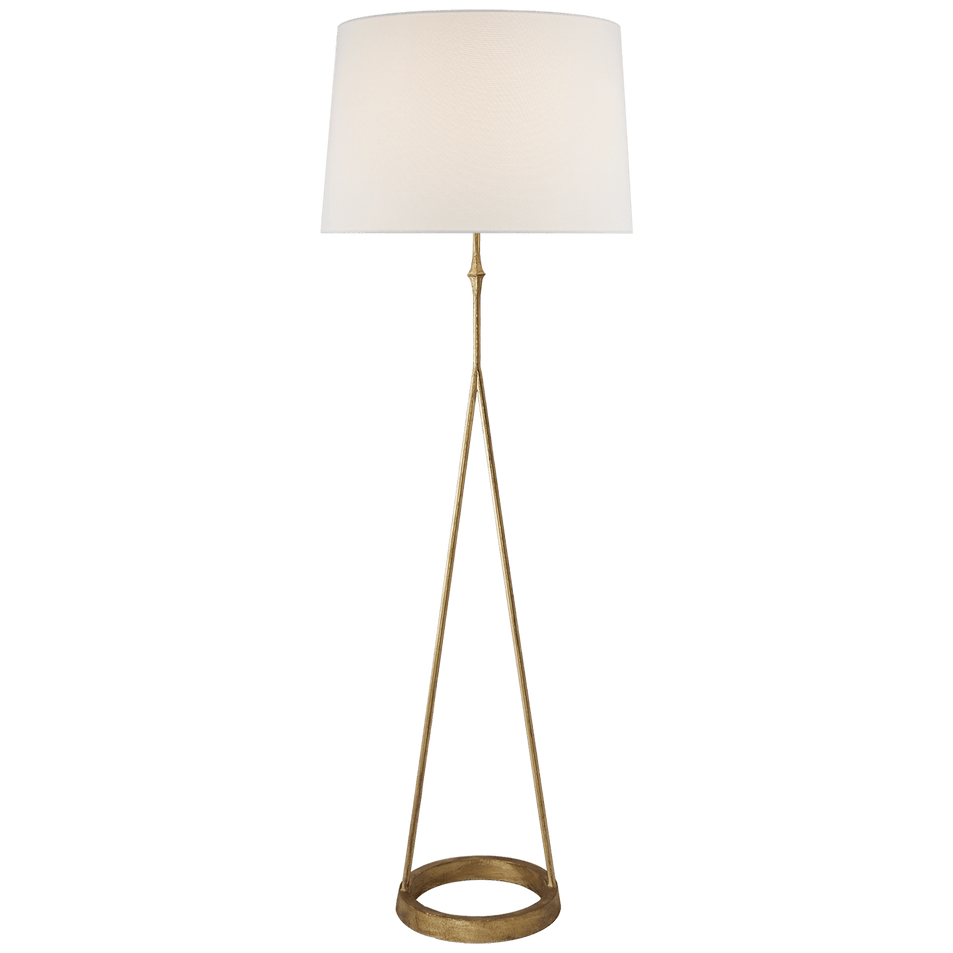 Dauphine Floor Lamp in Gilded Iron with Linen Shade