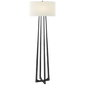 Scala Large Hand-Forged Floor Lamp in Aged Iron with Linen Shade